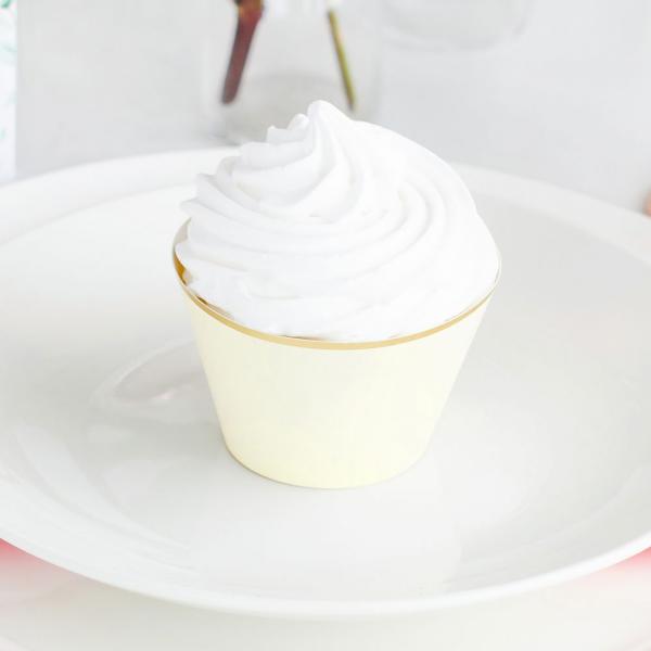 Cupcake Wrappers Guldkant Light Cream