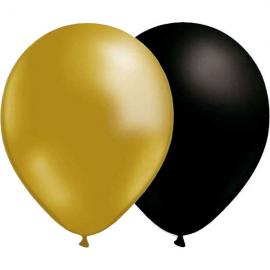 Balloner Guld/Sorte 50-pak