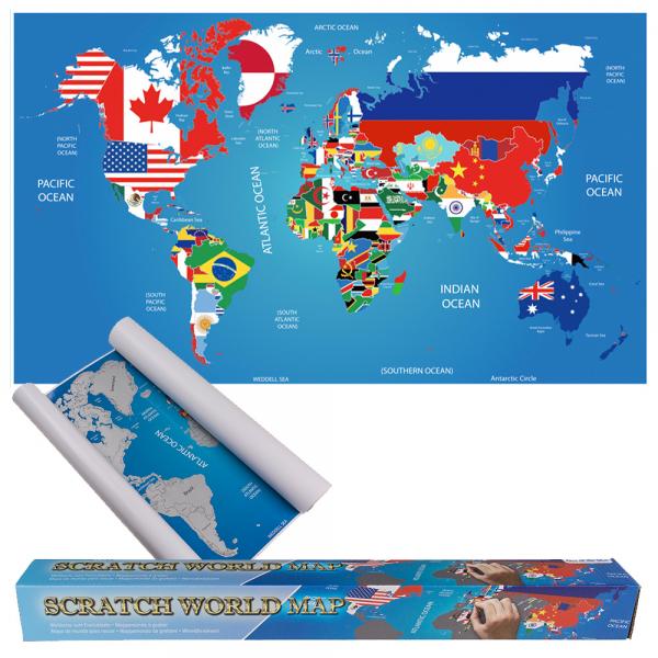 Scratch World Map Flag