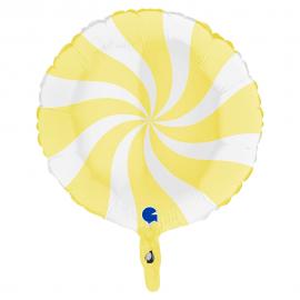 Folieballon Swirly Lysegul & Hvid