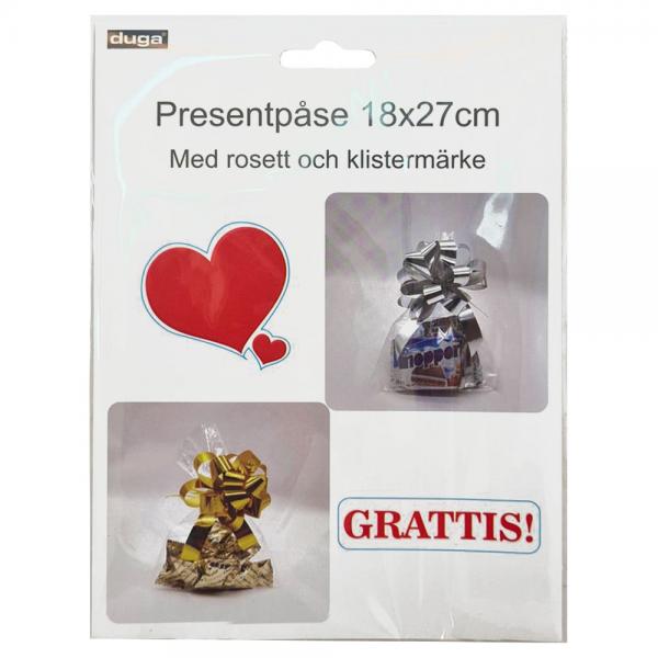 Cellofanpose med Sljfe Slv/Guld 18x27 cm