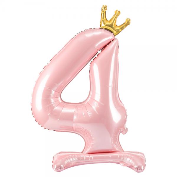 Stende Talballon med Krone Pink