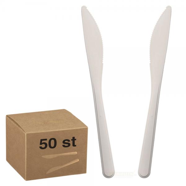 Hvide Plastikknive 50-pak