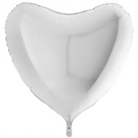 Folieballon Hjerte Hvid XL