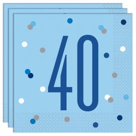 40 Års Servietter Blå