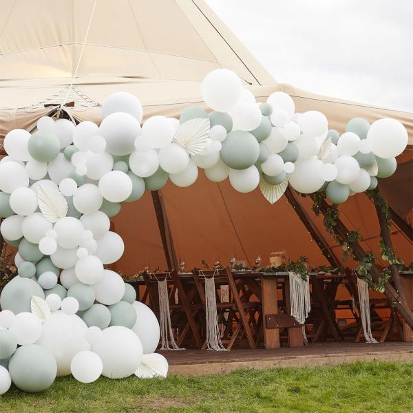 Ballonbue med Dekorationer Luxe Grn/Hvid