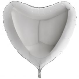 Folieballon Hjerte Sølv XL