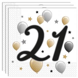 Milestone Happy Birthday 21 Års Servietter