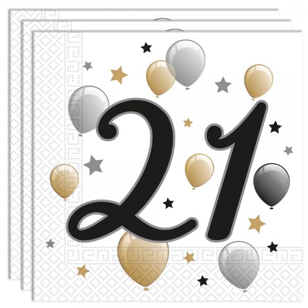 Milestone Happy Birthday 21 rs Servietter