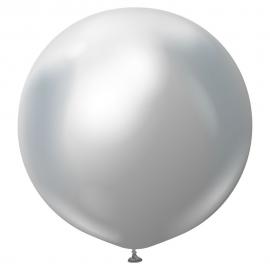 Sølv Kæmpestor Chrome Latexballoner 2-pak