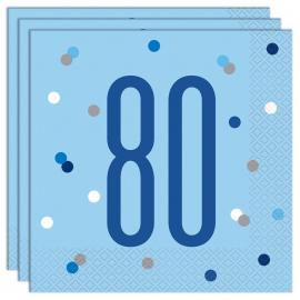80 Års Servietter Blå