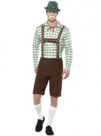 Oktoberfest Lederhosen Kostume Grøn & Brun X-Large