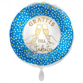 Grattis Till Studenten Ballon Dotty Blue