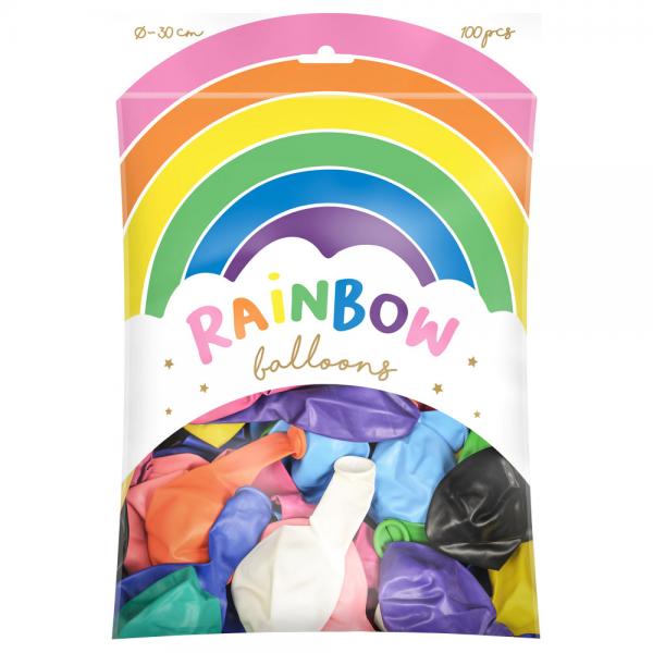 Rainbow Latexballoner Mix 100-pak