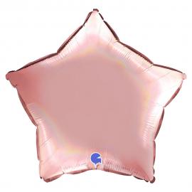 Ballon Stjerne Holografisk Platinum Rosé
