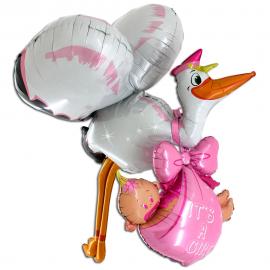 Folieballon Stork It's a Girl
