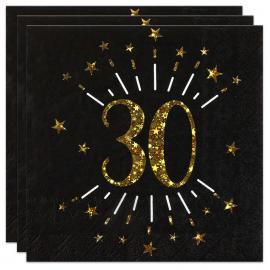 Servietter 30 År Birthday Party Guld