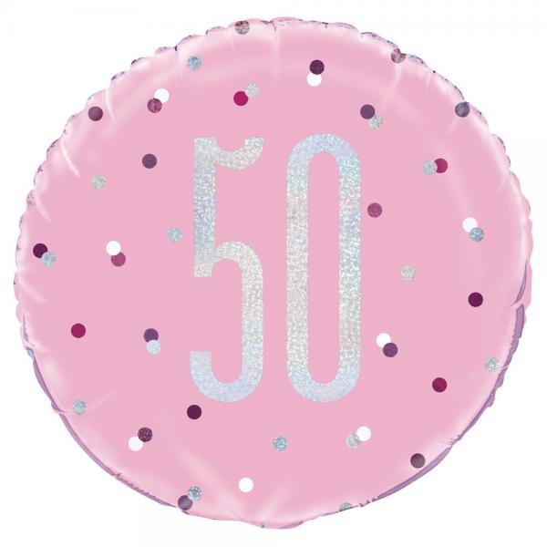 50 rs Folieballon Pink & Slv