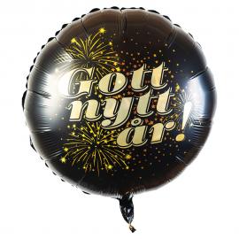 Gott Nytt År Folieballon Sort & Guld