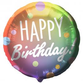 Folieballon Happy Birthday Prikker Farvemix