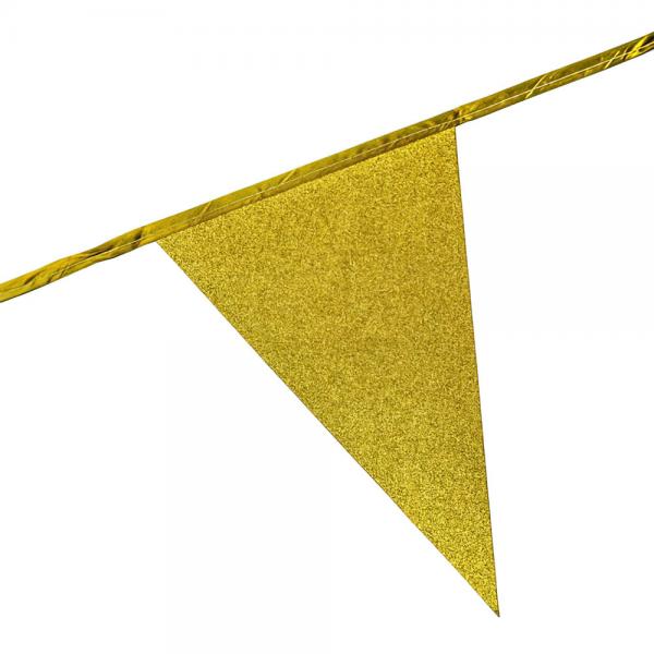 Flagguirlande med Glitter Guld