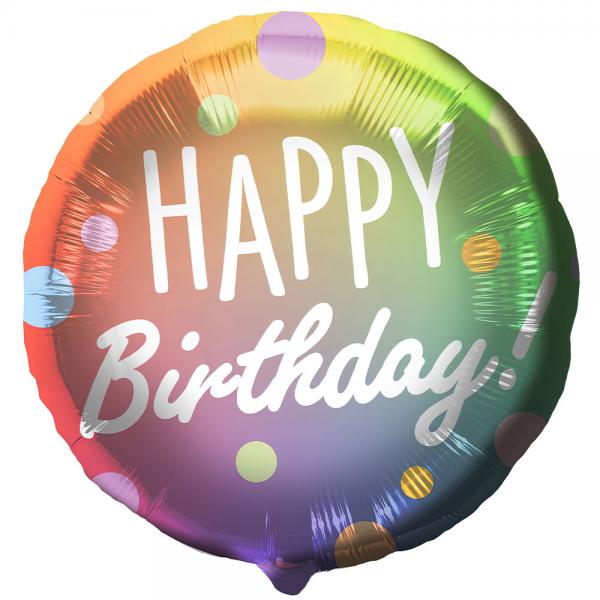 Folieballon Happy Birthday Prikker Farvemix