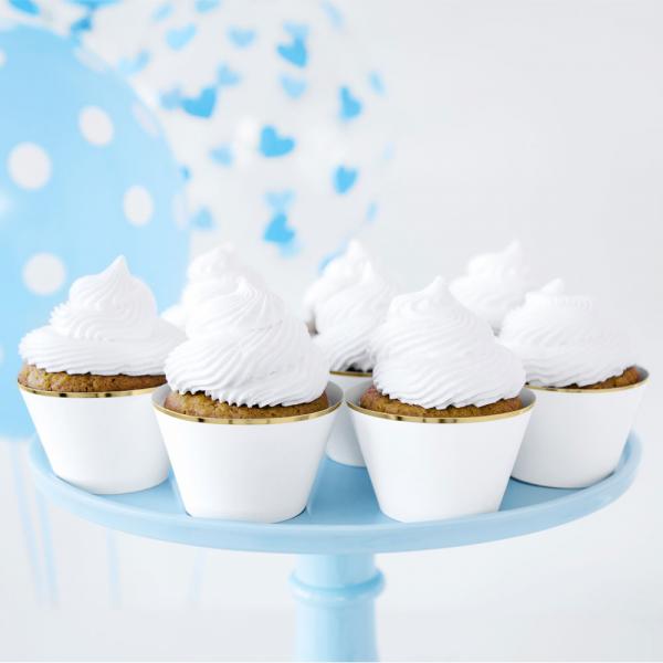 Cupcake Wrappers Guldkant Hvid