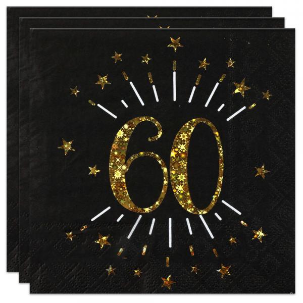 Servietter 60 r Birthday Party Guld