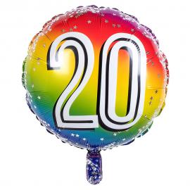 Folieballon Regnbue 20 år