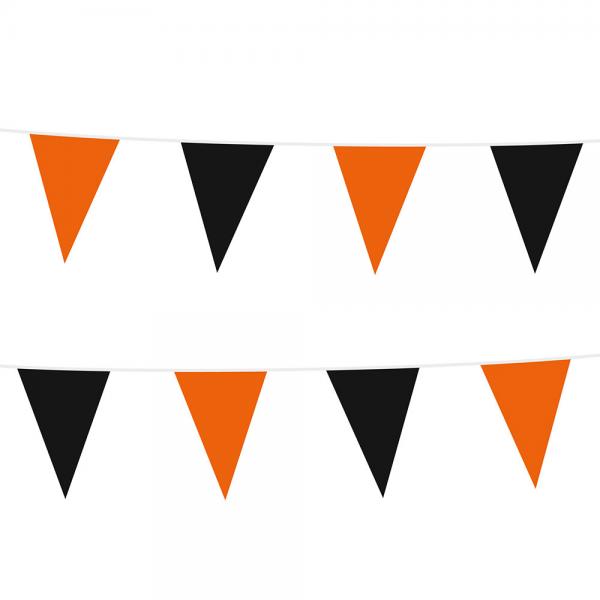 Sort/Orange Flagguirlande Mellemstor