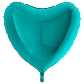 Hjerteballon Folie Tiffany Blå