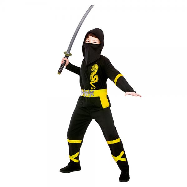 Power Ninja Kostume Sort & Gul Brn