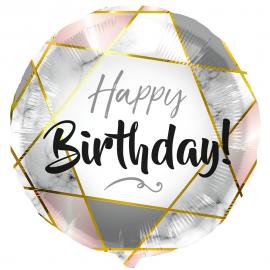 Folieballon Happy Birthday Marmor Stjerne