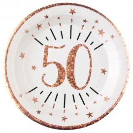 Paptallerkener 50 År Birthday Party Rosaguld