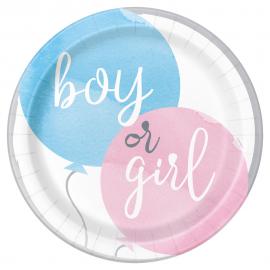 Boy or Girl Papptallerkener Blå & Pink