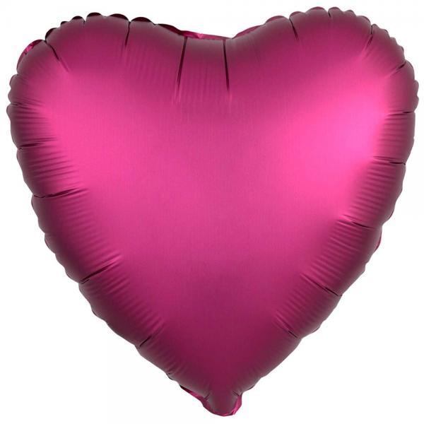 Folieballon Hjerte Pomegranate Lyserd Satinluxe