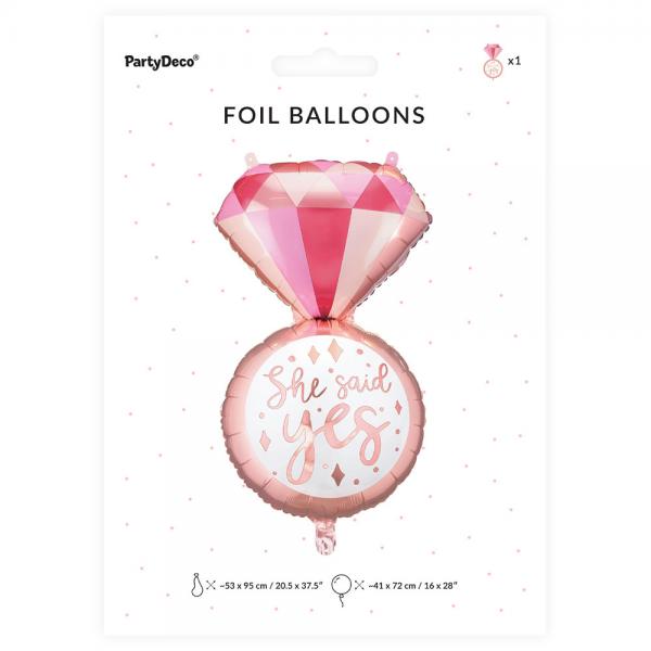 Folieballon Diamantring She Said Yes