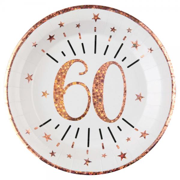 Paptallerkener 60 r Birthday Party Rosaguld