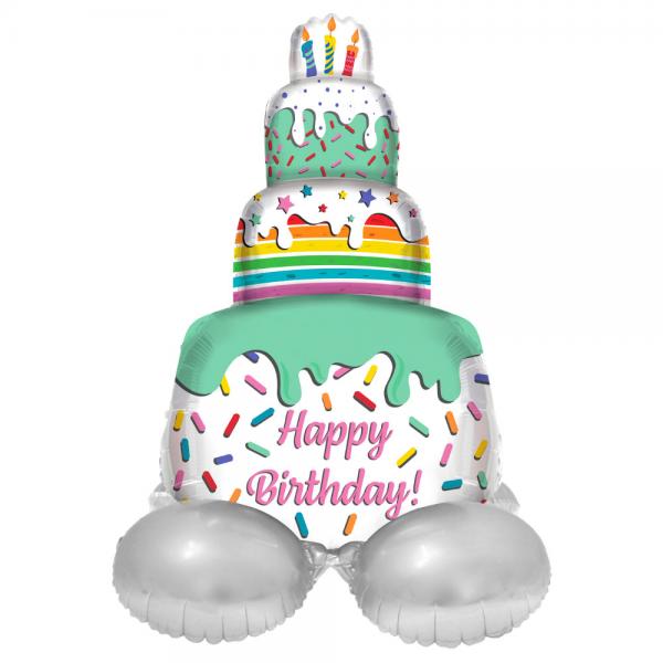 Stende Folieballon Kage Happy Birthday