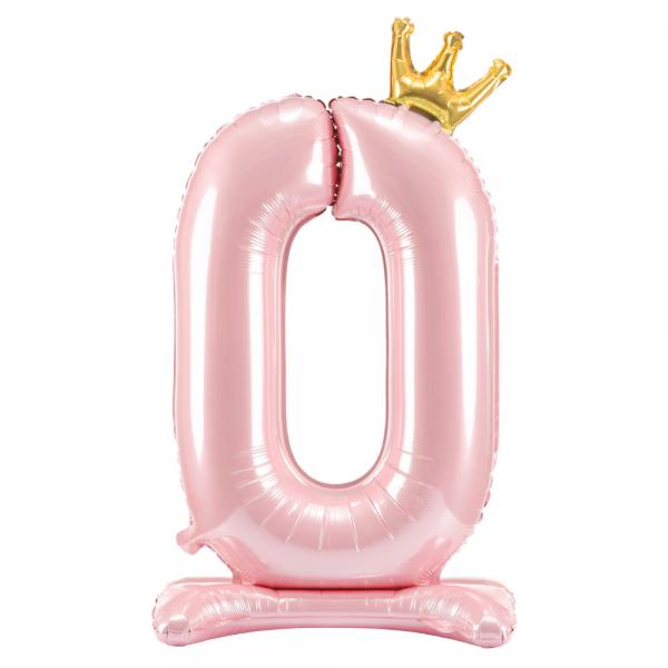 Stende Talballon med Krone Pink