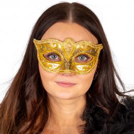 Glitter Halvmaske Guld 15 cm