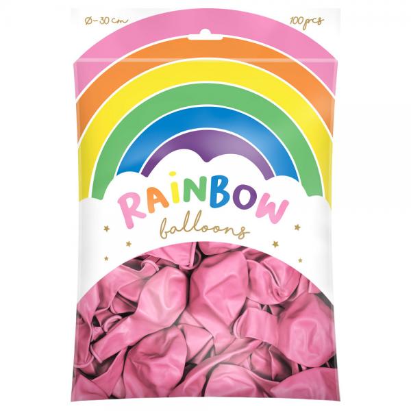 Rainbow Latexballoner Metallic Pink 100-pak