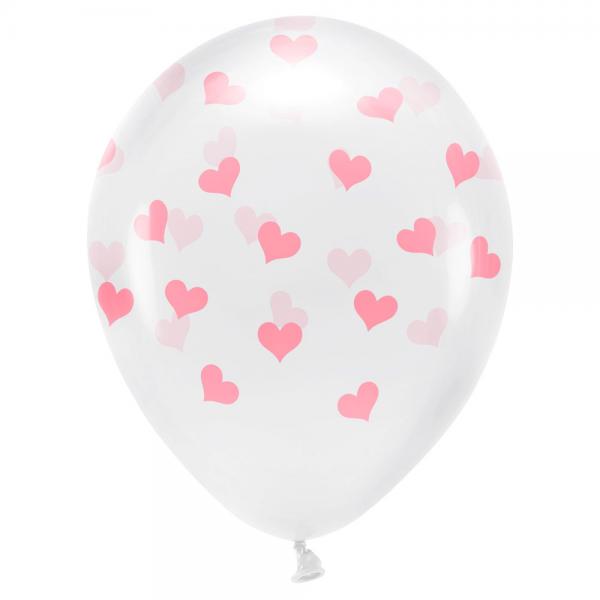 Transparent Balloner med Pink Hjerter