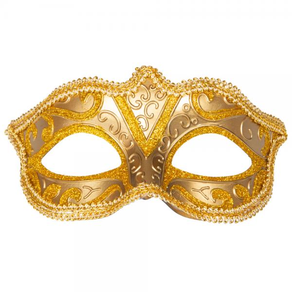 Glitter Halvmaske Guld 15 cm