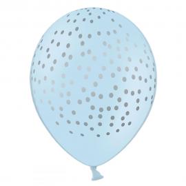 Baby Blå Latexballoner med Sølvprikker