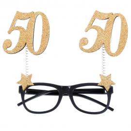 50 År Briller Glitter Guld