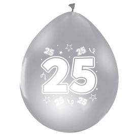 25 Års Balloner Metallic Sølv