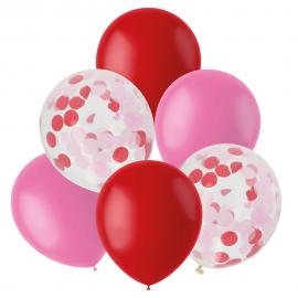 Ballonmix Konfetti Rød & Pink