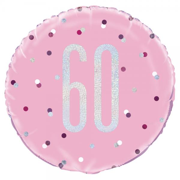 60 rs Folieballon Pink & Slv