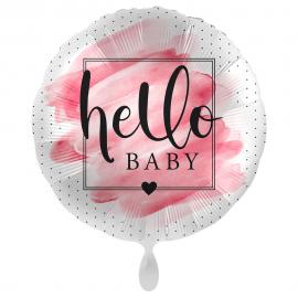 Hello Baby Ballon Welcome Baby Pink